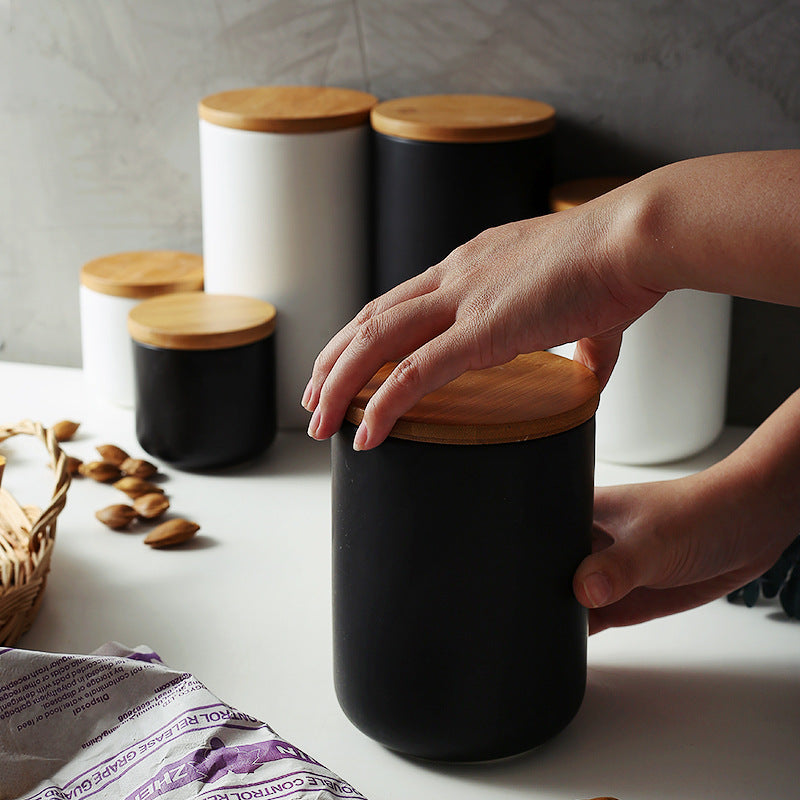 Ceramic Jar with Wood Lid