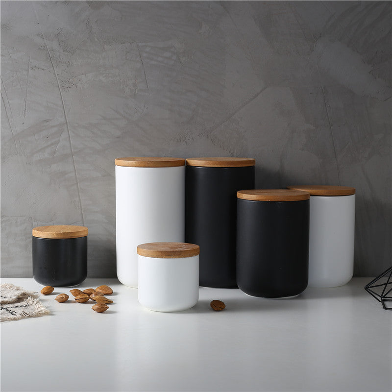 Ceramic Jar with Wood Lid