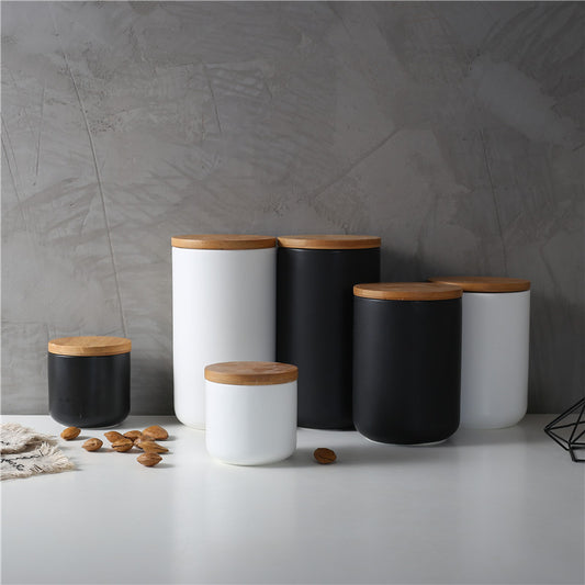 Ceramic Jar with Wood Lid