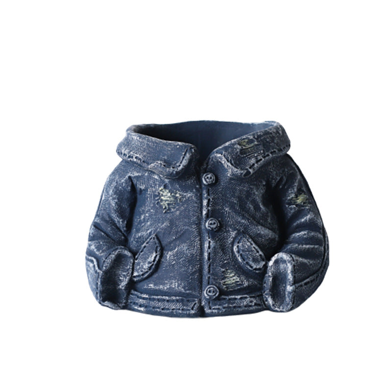 Denim Jacket Flower Pot