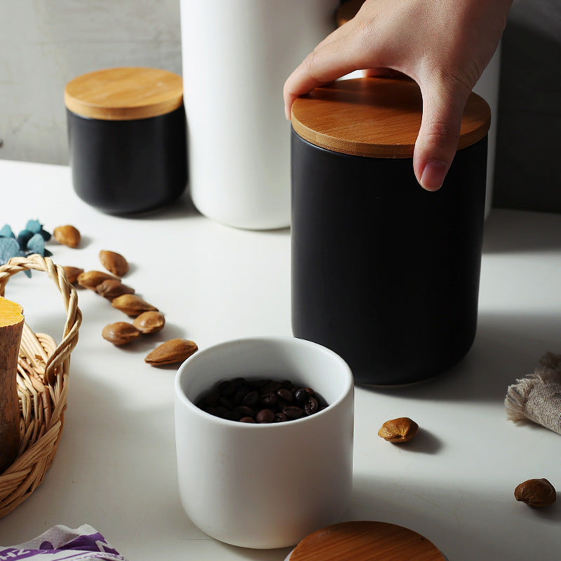 Ceramic Jar with Wood Lid