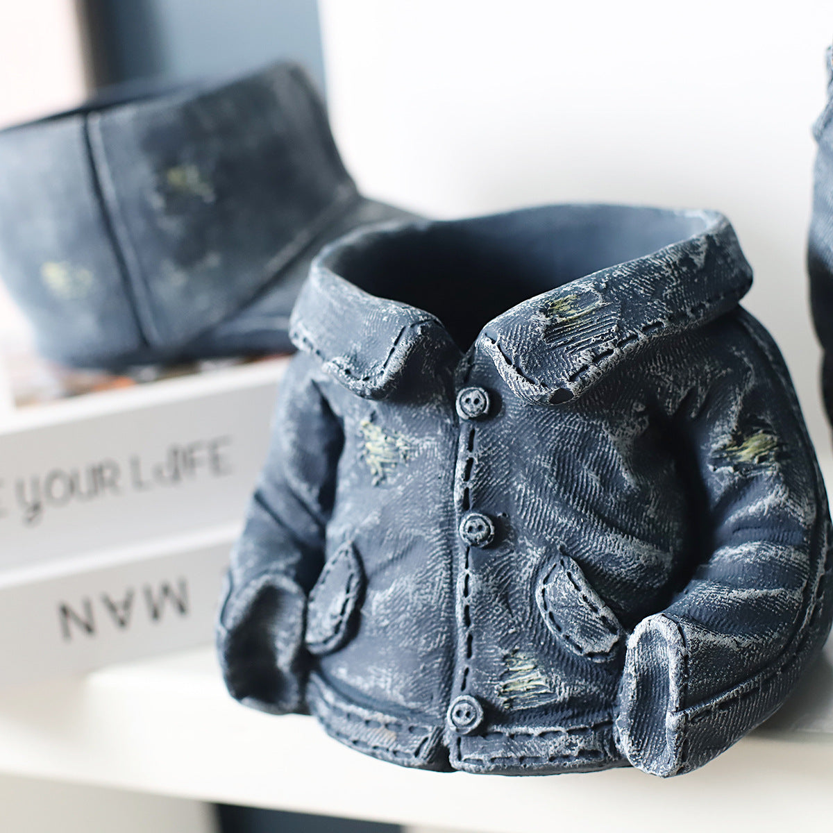 Denim Jacket Flower Pot